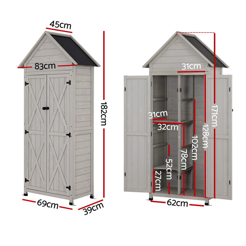 Outdoor Timber Storage Cabinet  Lockable - Grey