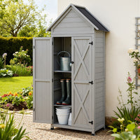 Outdoor Timber Storage Cabinet  Lockable - Grey