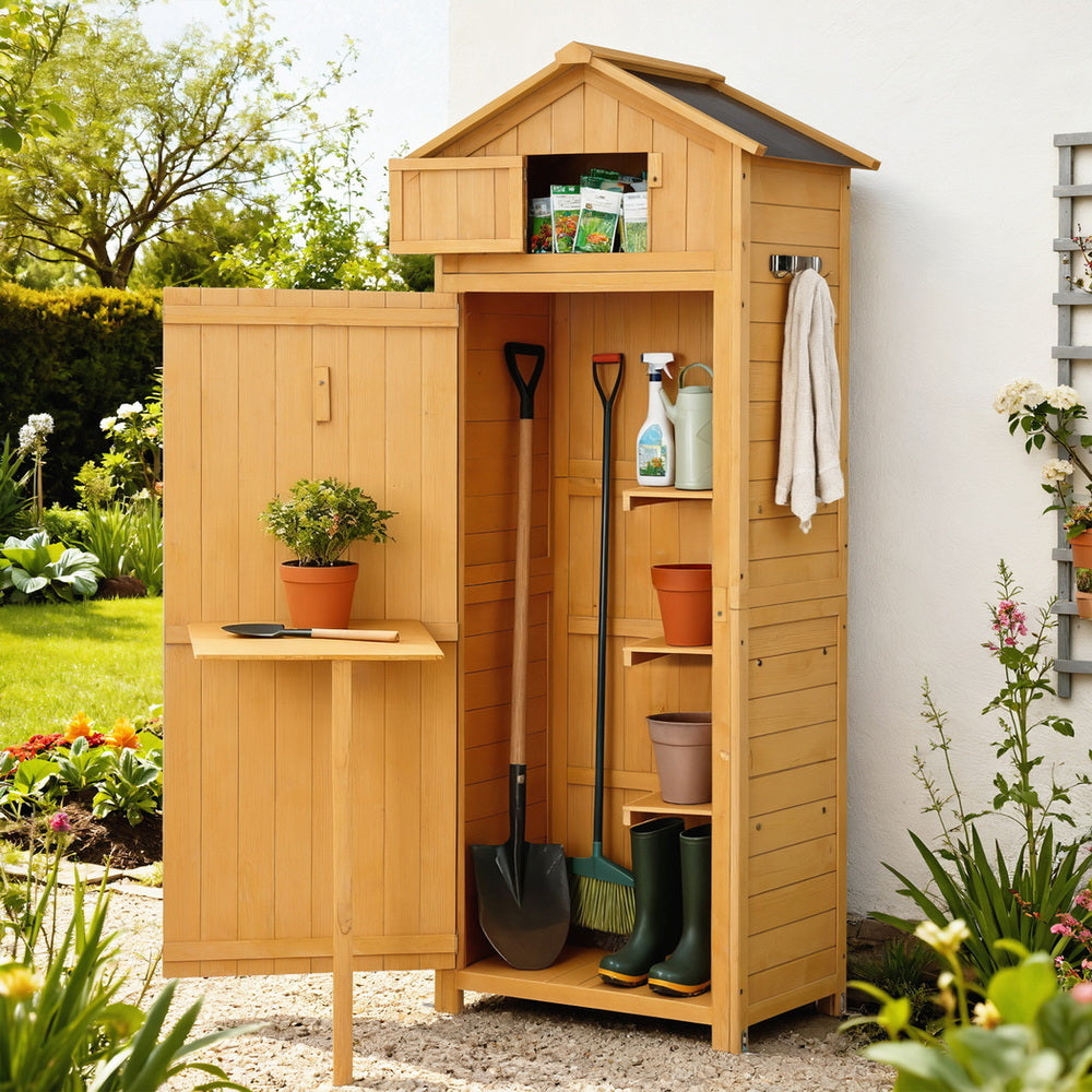 Outdoor Timber Storage Cabinet - Natural