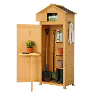 Outdoor Timber Storage Cabinet - Natural