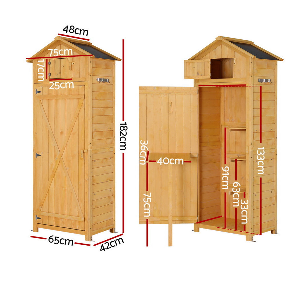 Outdoor Timber Storage Cabinet - Natural