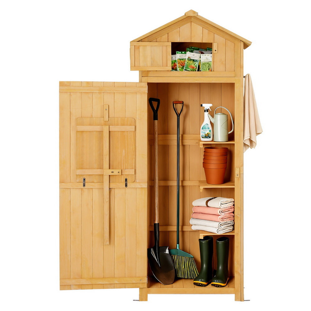 Outdoor Timber Storage Cabinet - Natural