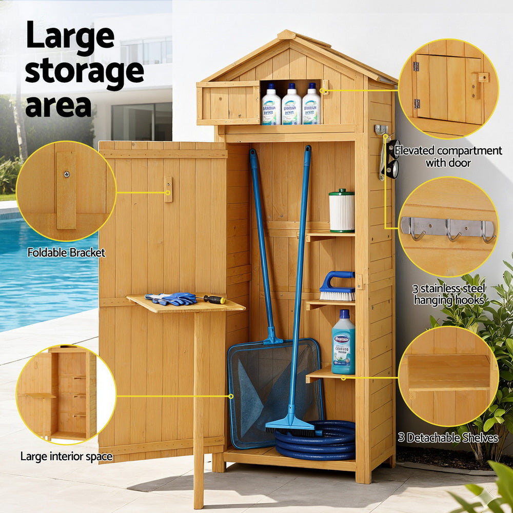 Outdoor Timber Storage Cabinet - Natural