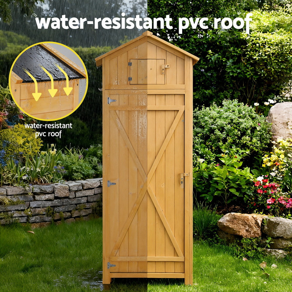 Outdoor Timber Storage Cabinet - Natural