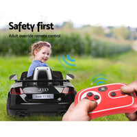 Kids Electric Ride On Car Audi Licensed TTRS Toy Remote 12V Battery - Black