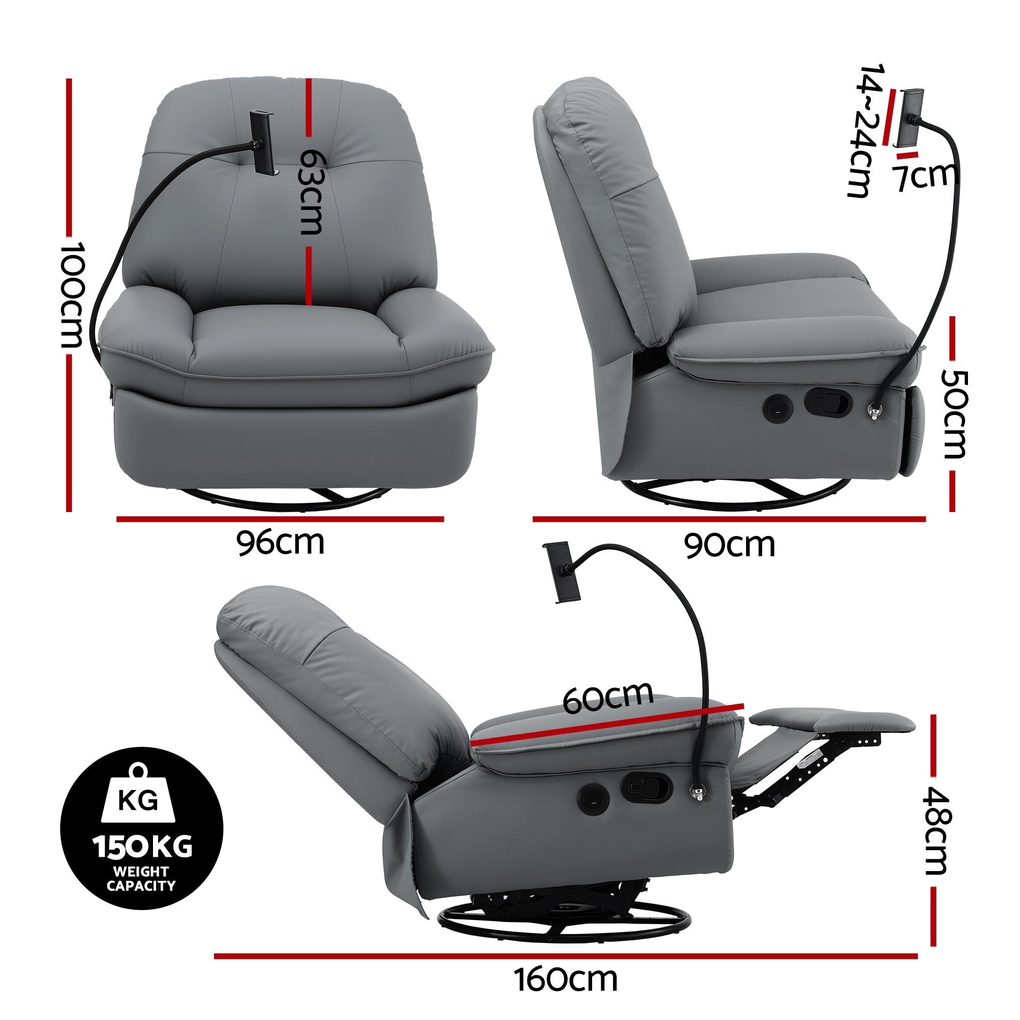 Manual Swivel Rocker Recliner with USB Ports  Nursery