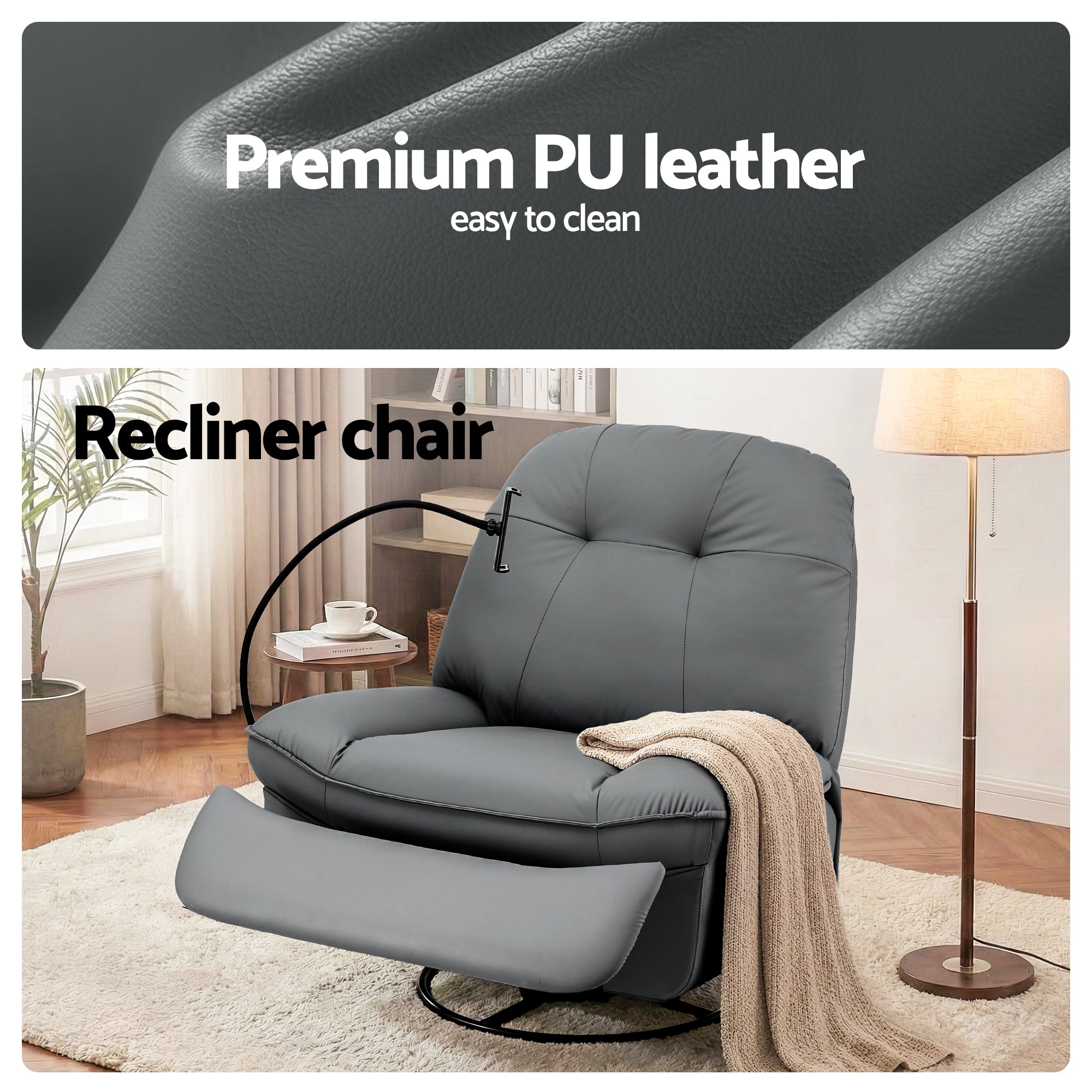 Manual Swivel Rocker Recliner with USB Ports  Nursery