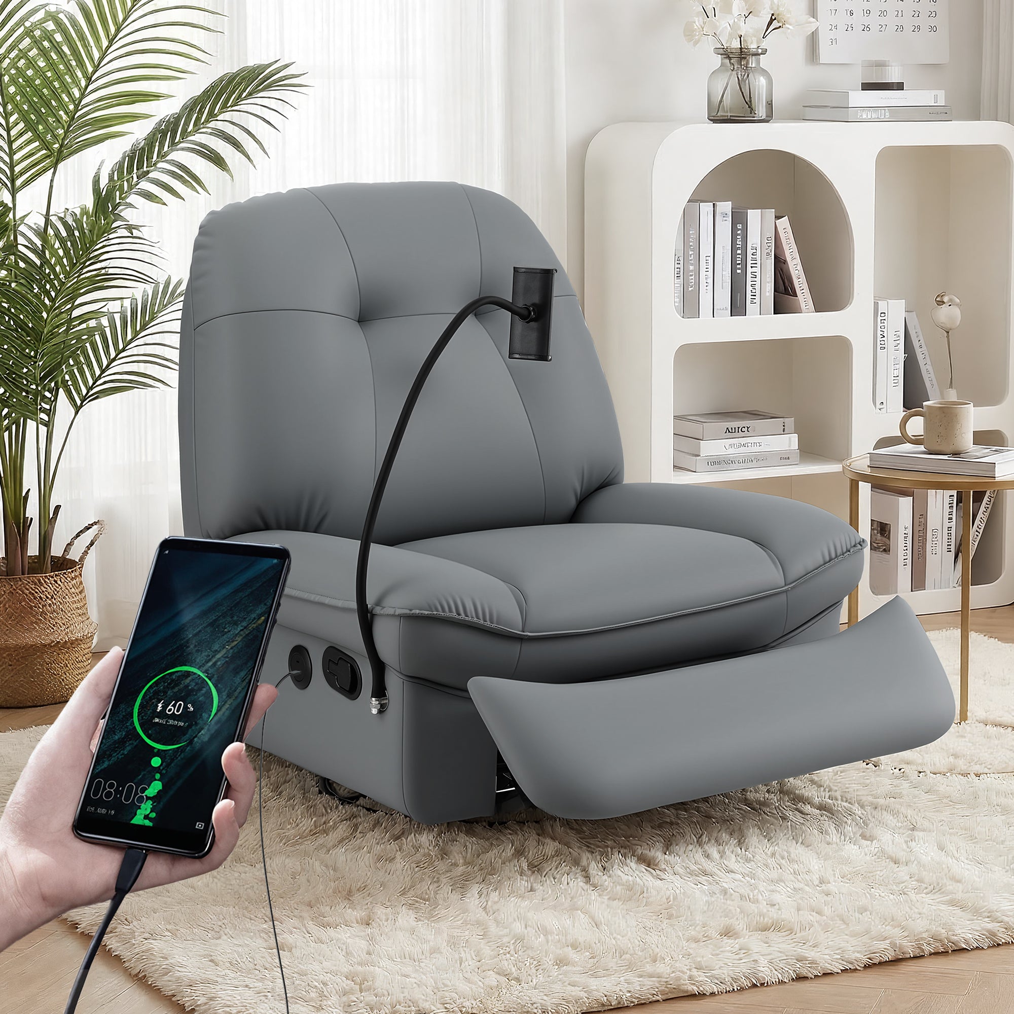 Manual Swivel Rocker Recliner with USB Ports  Nursery