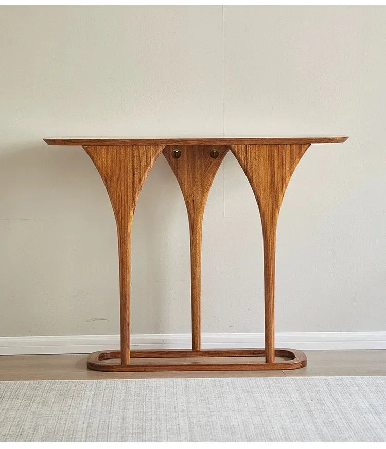 Light Luxurious Classics: Solid Hardwood Console Table – Ebony-Toned Finish