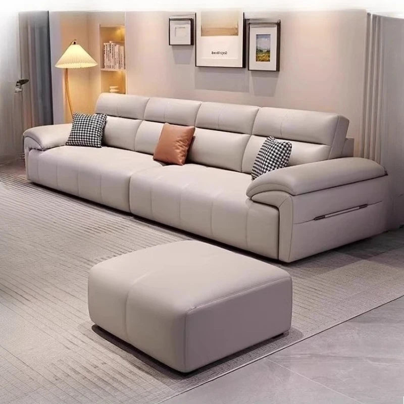 Modern Luxury Nappa Leather Sofa Cream - 3 Sizes