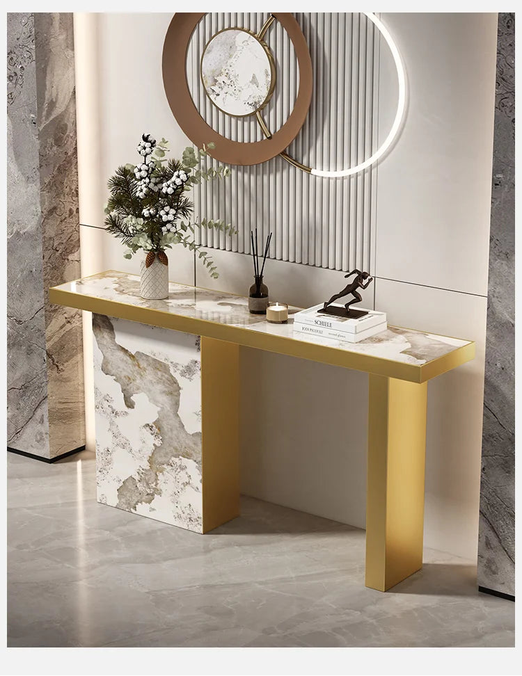 Pilar Form Marbled Stone Entryway Table - 2 Options
