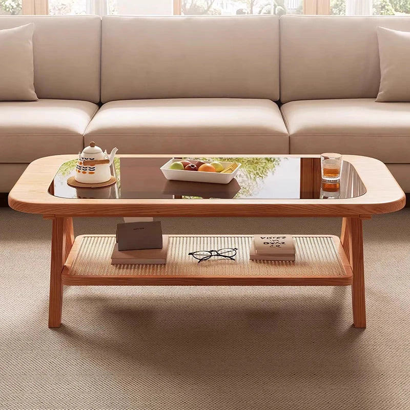Retro Scandinavian Rectangle Solid Wood Coffee Table - 2 Sizes