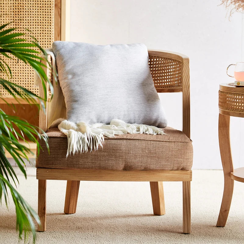 Hand Woven Ash Timber 3 pc Table And Chairs With Plush Dense Cushions