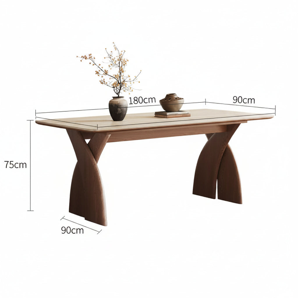 Modern Crescent Travertine Rectangle Dining Table