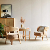 Hand Woven Ash Timber 3 pc Table And Chairs With Plush Dense Cushions