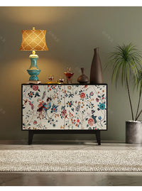 Luxury American-Style Sideboard in Black with Hand-Painted Floral Panels - 2 Sizes