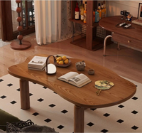 Cloud Silhouette Rectangle Solid Rubberwood Curved Coffee Table