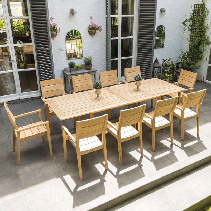 11 pc Teak Outdoor Dining Set - Natural Wood