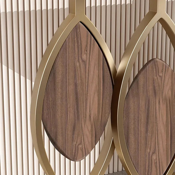 Decorative wall art with gold metal frame and wooden panels