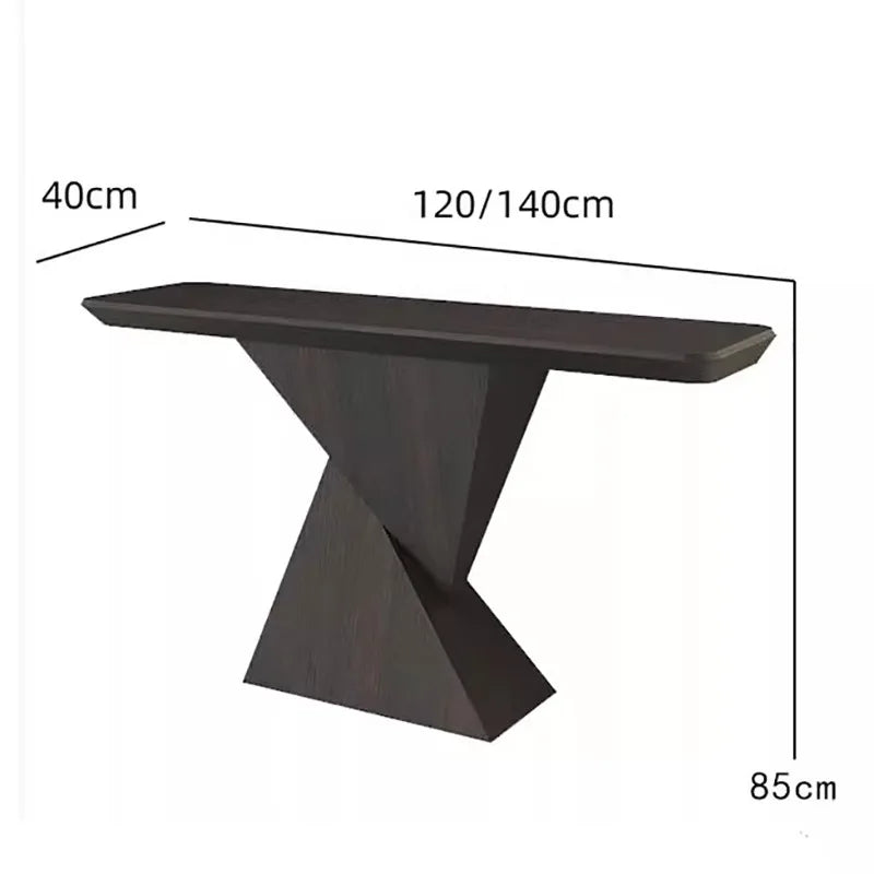 Architectural Z-Base Solid Wood Console Table in Smoked Oak Finish - 3 Sizes