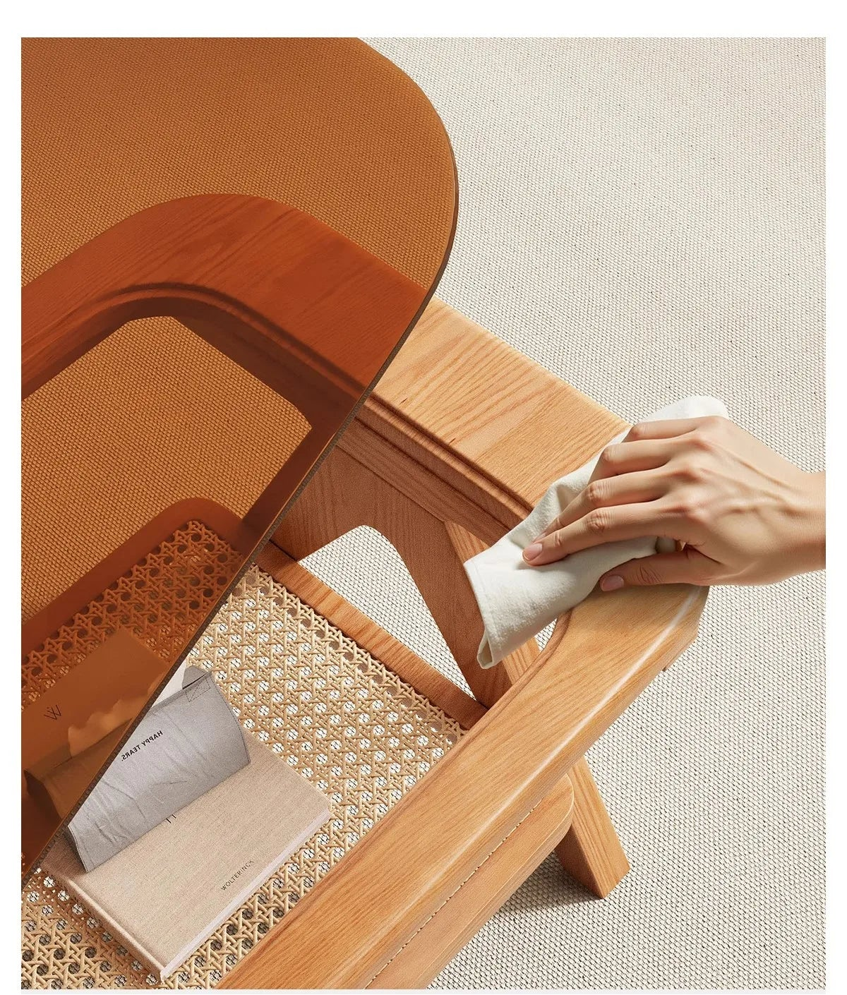 Retro Scandinavian Rectangle Solid Wood Coffee Table - 2 Sizes