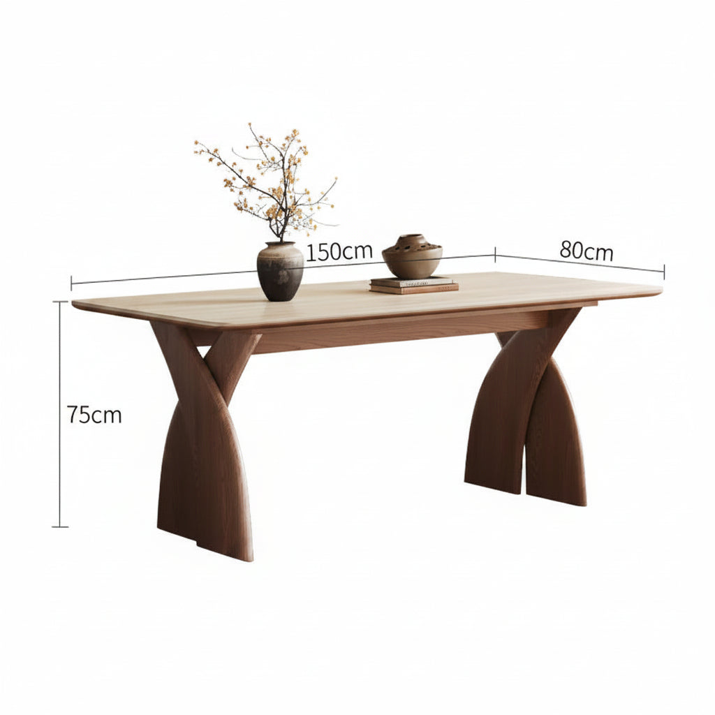 Modern Crescent Travertine Rectangle Dining Table