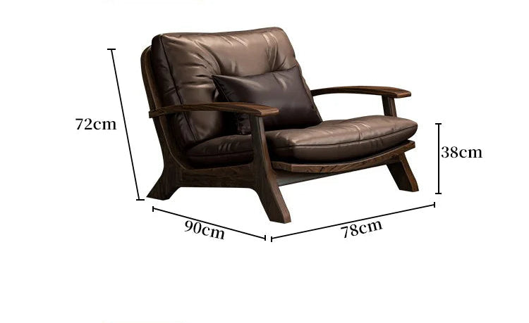 Ashwood Mid-Century Upright Brown Leather Accent Chair