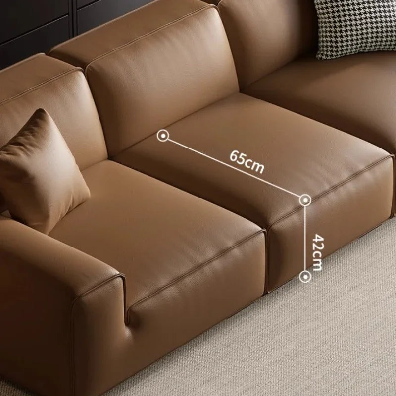 Luxury Modern Italian Leather Modular With Deep Seat Comfort - Tan
