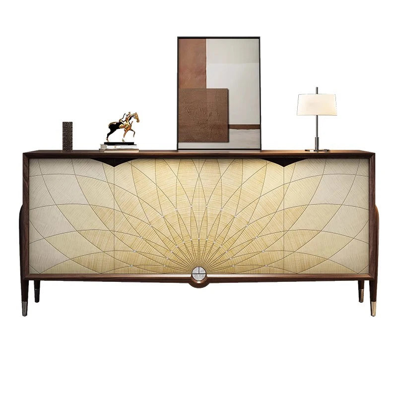 Modern Sunburst Wood Sideboard Walnut Finish - 3 Sizes