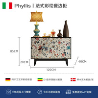 Luxury American-Style Sideboard in Black with Hand-Painted Floral Panels - 2 Sizes