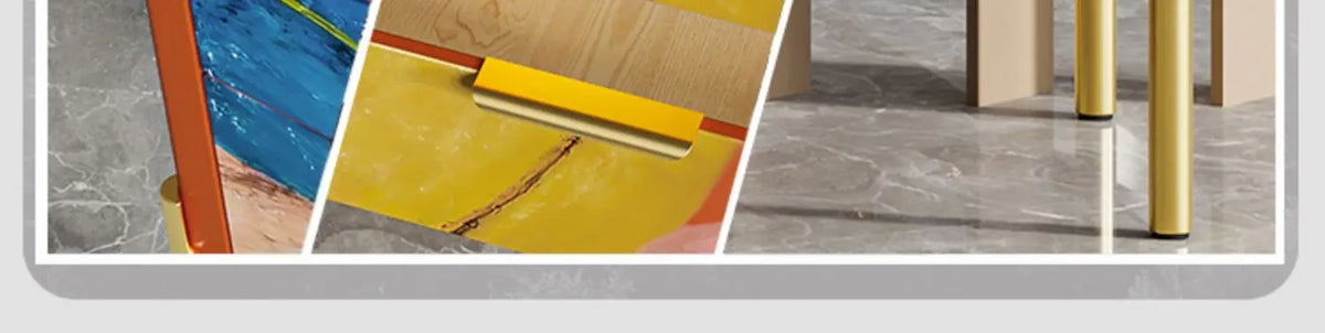 Modern Burnt Orange Sideboard Cabinet with Marble Top - 2 Sizes