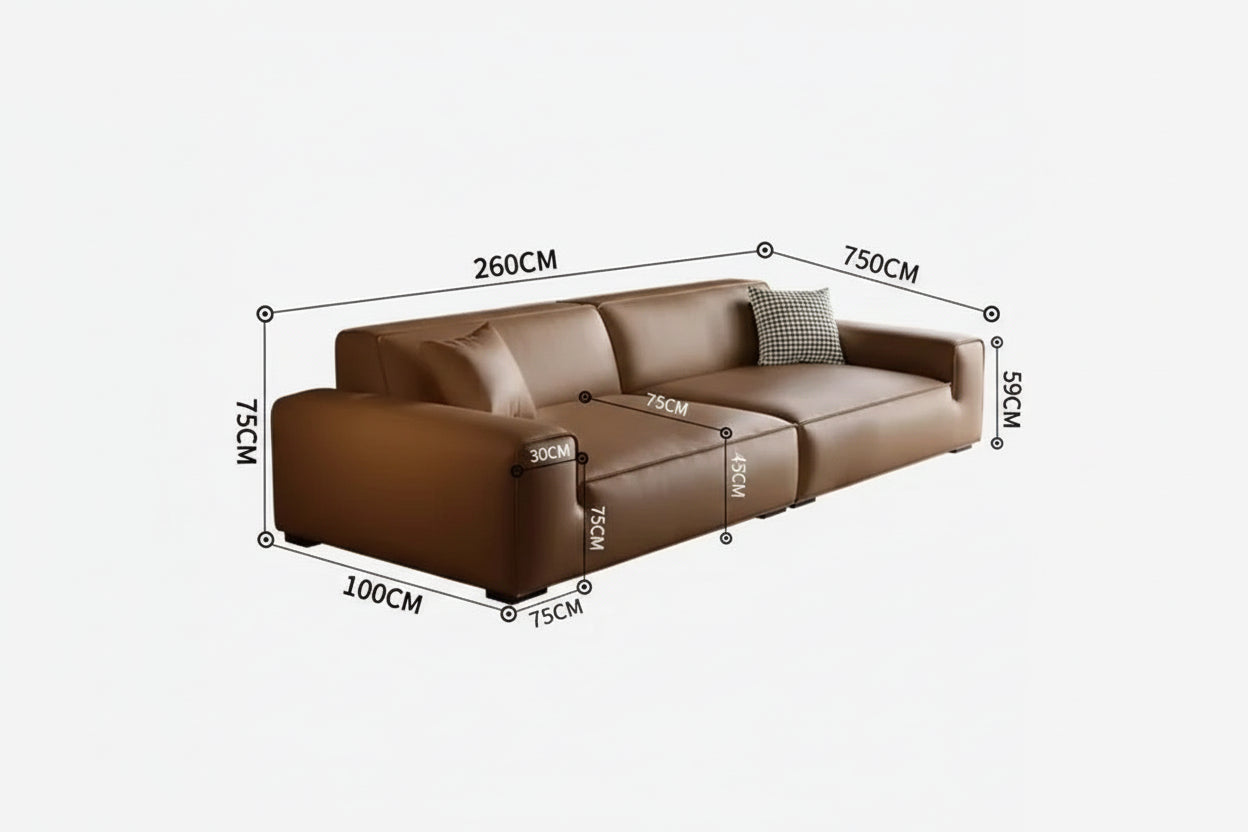 Luxury Modern Italian Leather Modular With Deep Seat Comfort - Tan