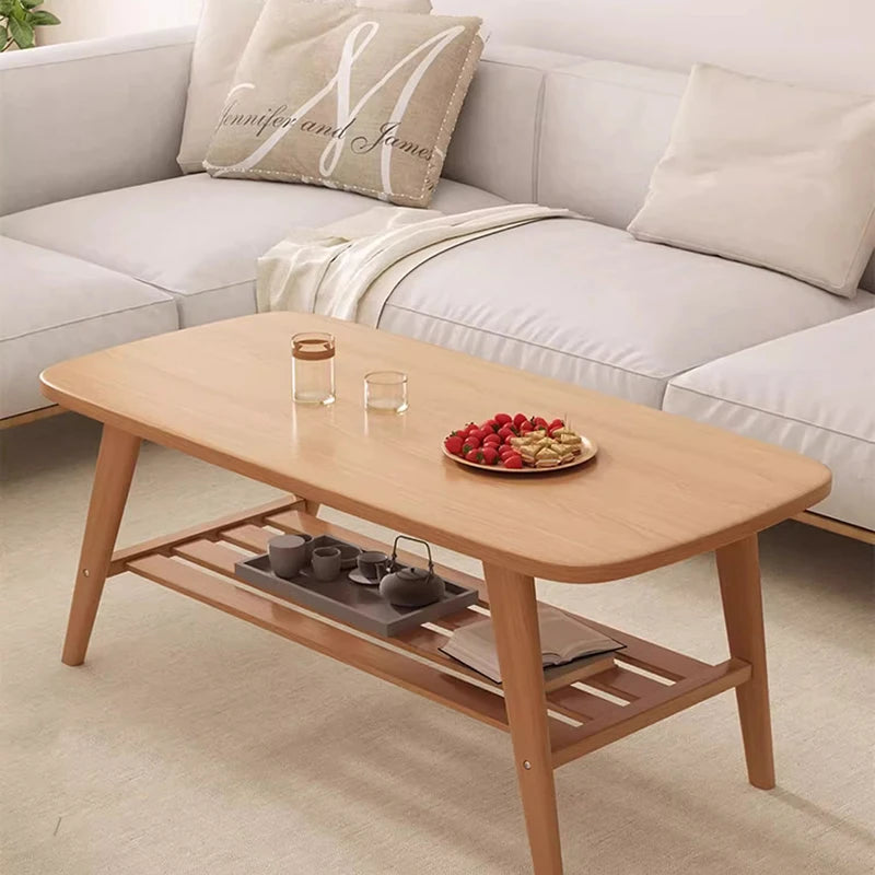 Scandinavian Coffee Table 120cm with Storage Shelf - Walnut or Natural