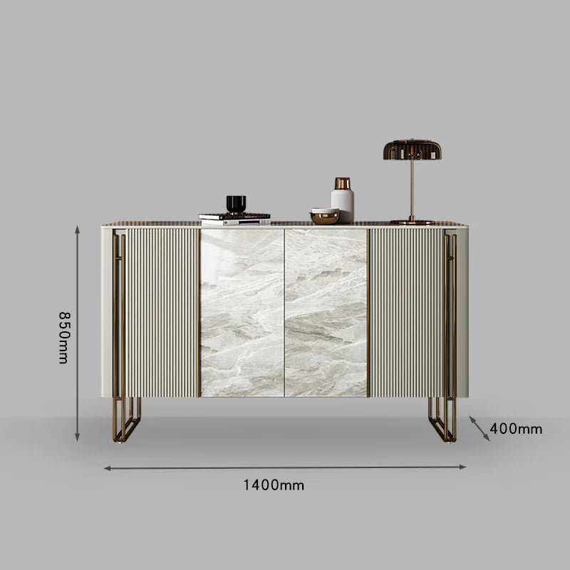Italian Grey Luxury Modern Fluted Sideboard with Sintered Stone Top – 4 Sizes