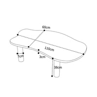 Cloud Silhouette Rectangle Solid Rubberwood Curved Coffee Table