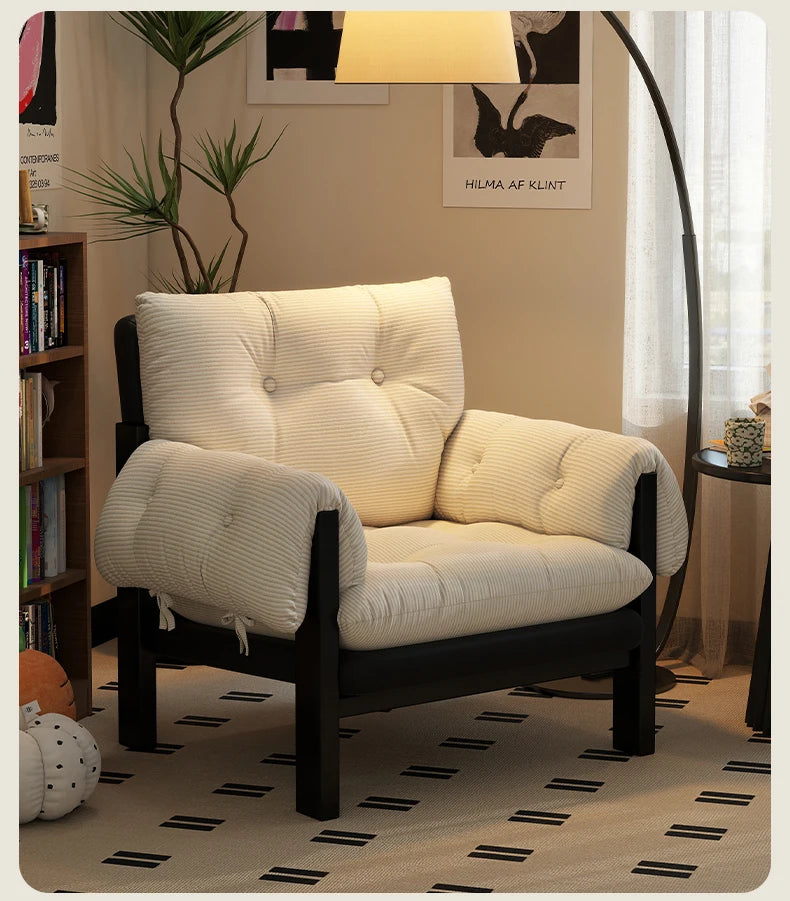 Modern Corduroy Accent Plush Armchair with Adjustable Backrest And Metal Frame – 2 Colours
