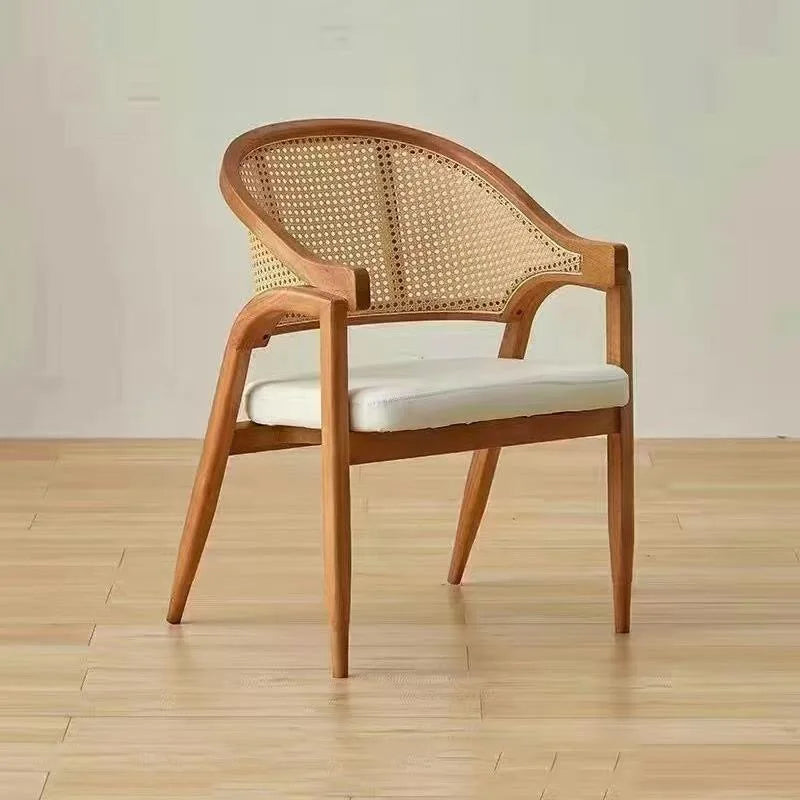 Luxury Solid Wood Dining Chair with Cane Back & Linen Seat - 4 Colours