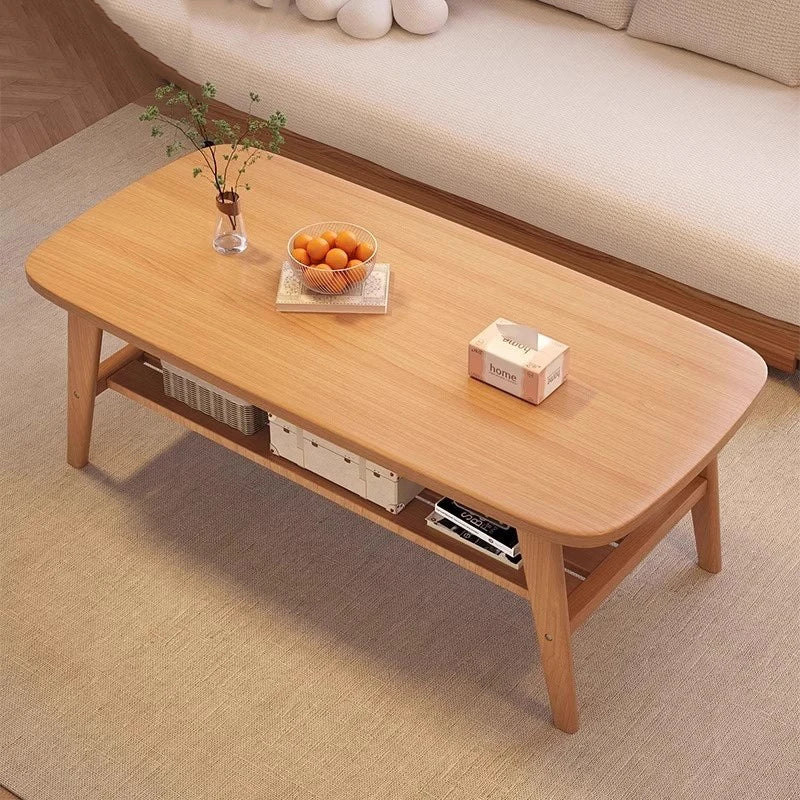 Scandinavian Coffee Table 120cm with Storage Shelf - Walnut or Natural