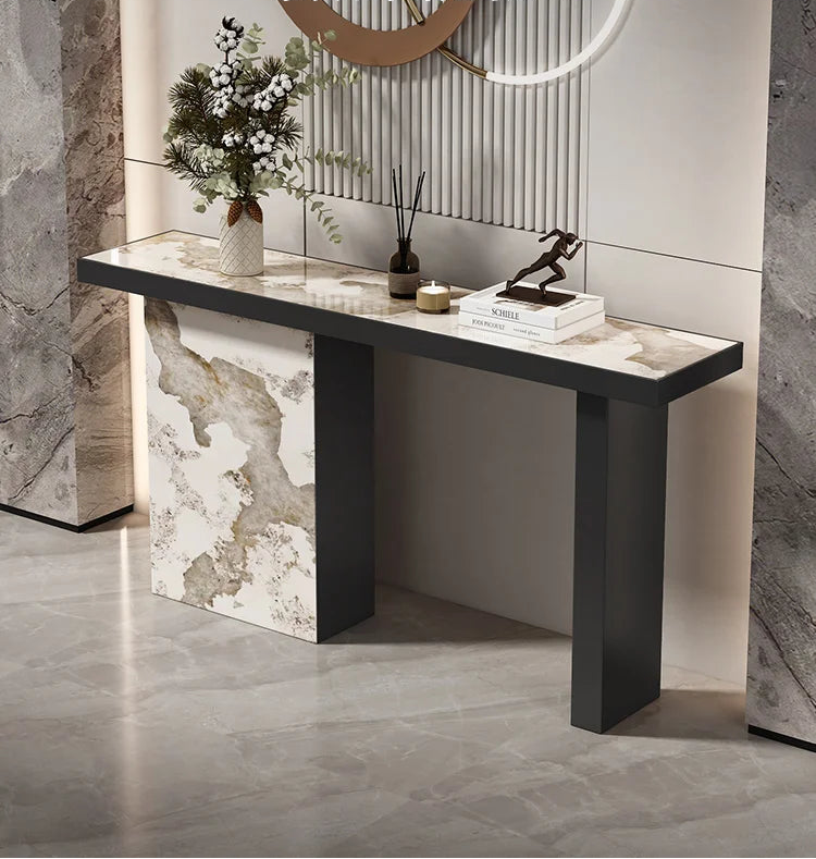 Pilar Form Marbled Stone Entryway Table - 2 Options