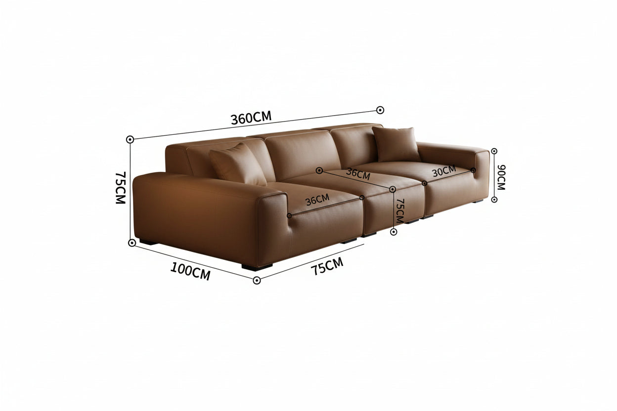 Luxury Modern Italian Leather Modular With Deep Seat Comfort - Tan