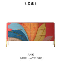 Modern Burnt Orange Sideboard Cabinet with Marble Top - 2 Sizes