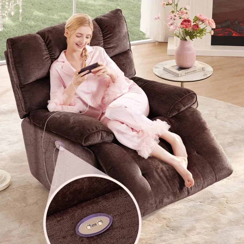 Plush Sherpa Electric Recliner Chair with Swivel, Rocking & USB Charging