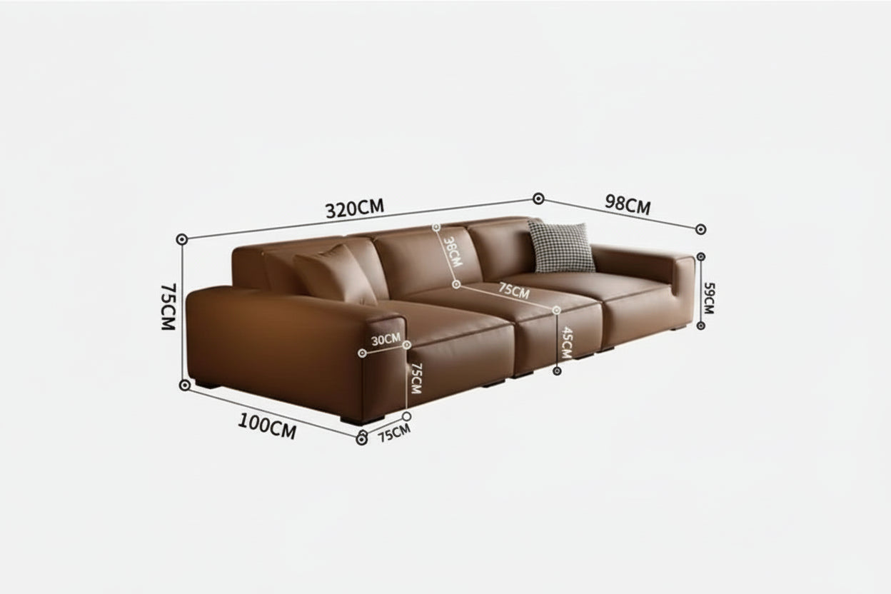 Luxury Modern Italian Leather Modular With Deep Seat Comfort - Tan