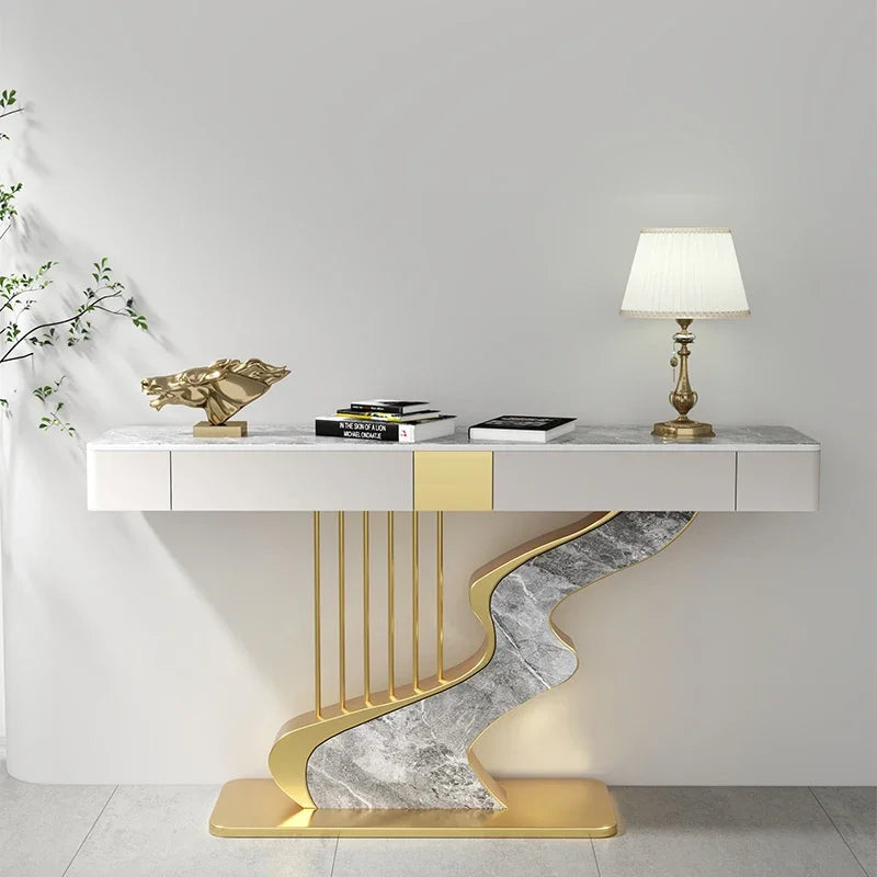 Axis Stone & Steel Console Entryway Table - 6 Options