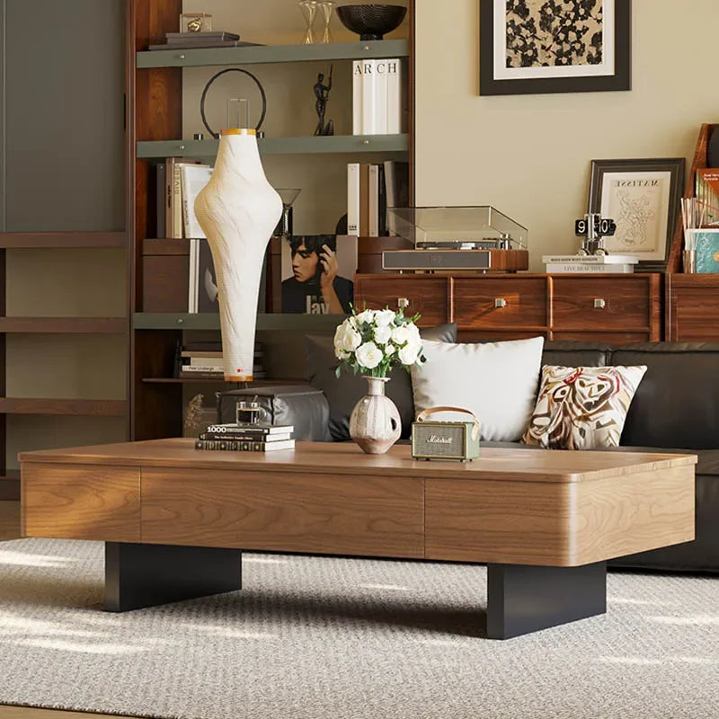 Modern Solid Wood Coffee Table with Storage Drawers – Rectangular - 120–150cm