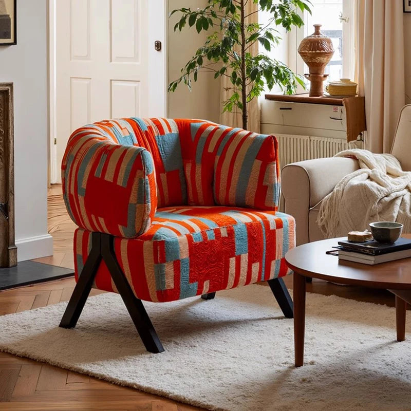 Postmodern Geometric Upholstered Chenille Accent Chair