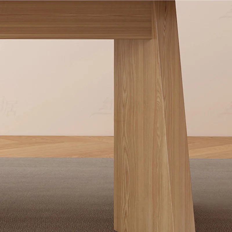 Walnut Finish Dining Table With Wood Grain Sintered Sone Top - Rectangle