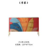 Modern Burnt Orange Sideboard Cabinet with Marble Top - 2 Sizes