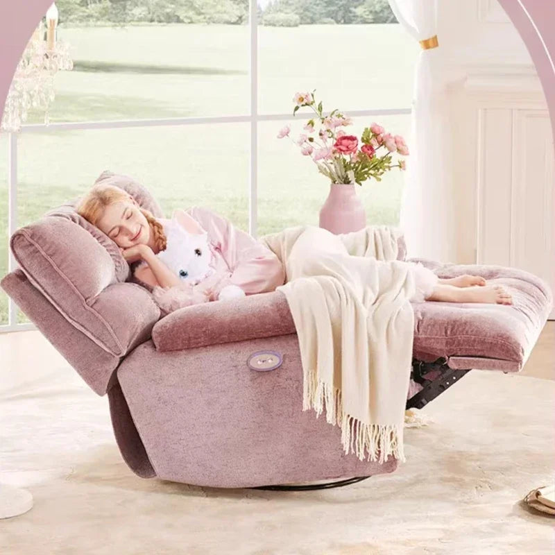 Plush Sherpa Electric Recliner Chair with Swivel, Rocking & USB Charging