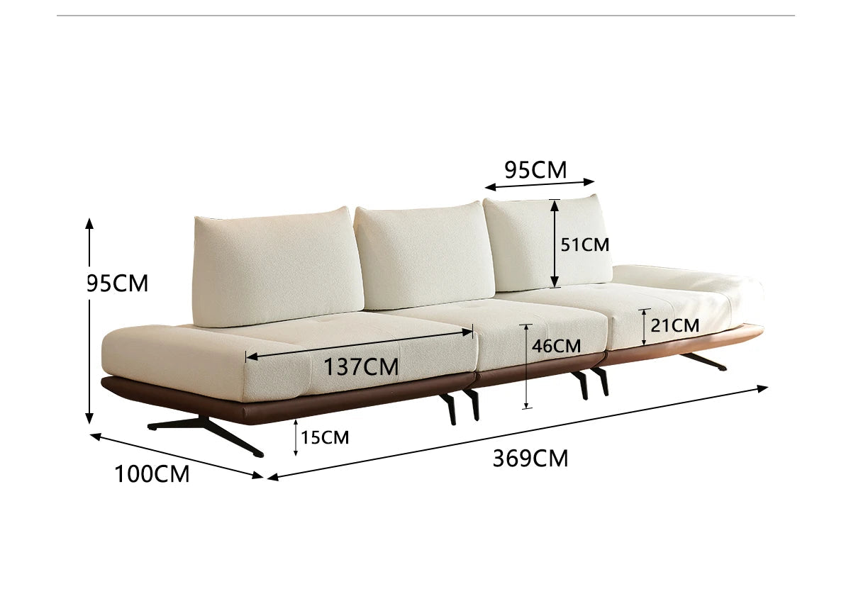 Italian Minimalism Modular Recliner Sofa With Adjustable Chenille Seating 3.69m